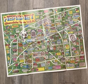 VINTAGE Hershey, PA Souvenir Map & Poster Brochure - 1992 Amusement Park Guide - Picture 1 of 20