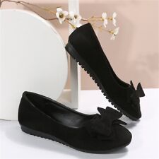New Suede Women Flat Bow Slip On Loafer Round Toe Fashion Casual Comfort Shoes
