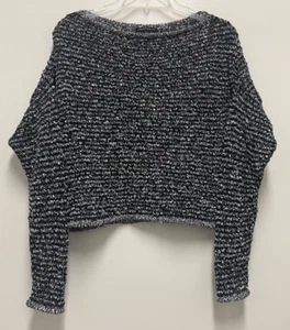 SARAH PACINI Cropped Top - Black/White, Crochet, Long Sleeve, One Size - Picture 1 of 6