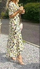 Primark daisy Floral Tie Front Midi maxi occasion Dress Sz 10 bloggers fav 