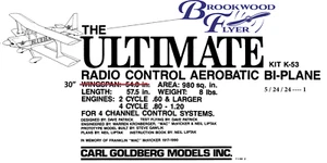 ULTIMATE Biplane PLAN + PARTS PATTERNS Reduced Span to Build 30” RC Model Plane - Picture 1 of 6