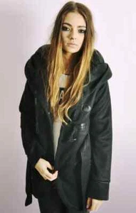 Damen Knebelknopf Duffle Parka Mantel Damen Winterjacke mit Oversize Kapuze - Bild 1 von 3