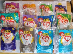 1998 TY TEENIE BEANIE BABIES McDonald’s Happy Meal Set of 12 + Original HM Bag - Picture 1 of 6