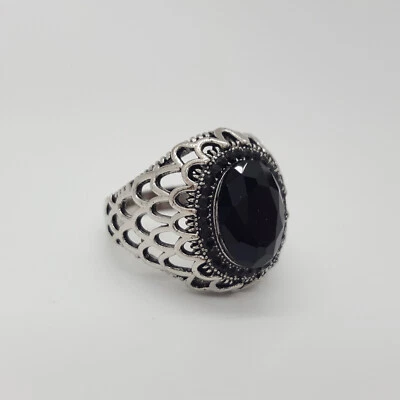 Moda Anillo Sello Acero Inoxidable 8mm Ónix Piedra Negra Hombres/Mujeres Talla 6-13 #67 Foto 1 de 4