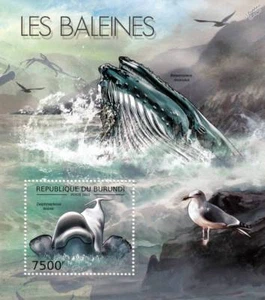 BELUGA WHALE & BLUE WHALE Marine Life Stamp Sheet #2 of 7 (2012 Burundi) - Picture 1 of 1