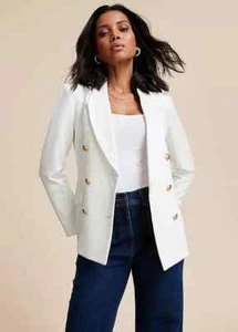 Freemans Double Breasted Blazer in Ivory Plus UK 32 (fm171-39) - Picture 1 of 3