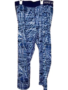 Nike Pro Leggings Damen Medium Blau Weiß Cropped Running Workout Logo - Bild 1 von 8