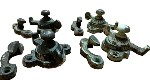 4 Victorian Cast Iron Eagle Claw Ball Tip Window Sash Locks Keepers Vintage Cover
