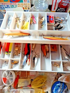 vintage tackle box full of vintage lures , Plano box full lures , plus extra's. - Picture 1 of 10
