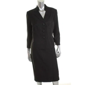 Evan Picone Black 2pc Lined Textured 3/4 Sleeve Jacket & Skirt Suit Set - NEW - Picture 1 of 1