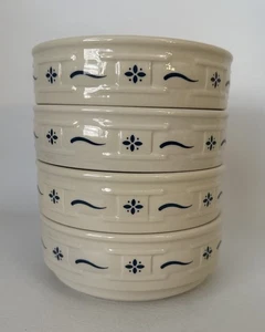 LAST SET! of 4 Longaberger Woven Traditions Classic Blue STACKING BOWLS 6” Soup - Picture 1 of 5