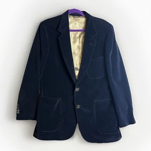 Bill Blass Velvet Blazer Mens 42L Vintage Navy Blue Old Money Sport Coat - Picture 1 of 12