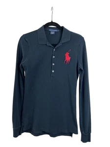 Ralph Lauren Big Pony Poloshirt Damen Gr. M dunkelblau langarm Pima Cotto - Bild 1 von 10