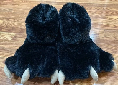 LazyOne Black Bear Slippers + Paws -Mens Shoe Size Large 5-7 - Image 1 of 4