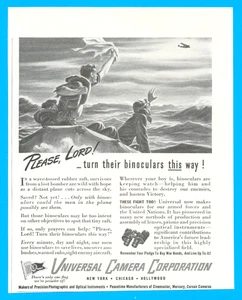 Universal Camera life raft bomber crew rescue plane WWII 1943 vintage print ad - Picture 1 of 6