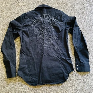 Mens Diesel Black Gold Button Down Shirt Black Size Medium 100% Cotton - Picture 1 of 6