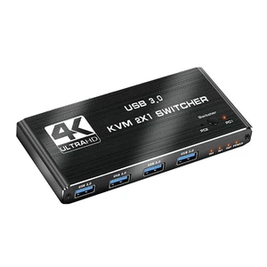 2 in 1 Out 4K Dual Monitor HDMI 2.0 KVM USB Switch USB 3.0 KVM Switch - Picture 1 of 14
