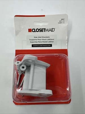 Soportes de Pared Laterales Closetmaid 6641 Paquete de 2 Herrajes de Montaje Blanco NUEVO SELLADO Foto 1 de 4