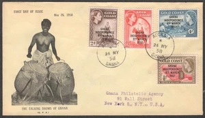 1958 Ghana Independence FDC Complete Set First Day Cover - Picture 1 of 2