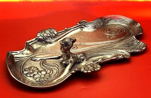 Art Nouveau Centrepiece - Pewter Mermaiden Maiden Tray Epergne Silver 1930s - Picture 1 of 12