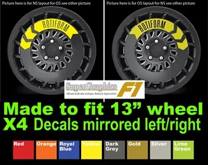 Custom repair decal sticker fit rotiform road wheel X4 set one per wheel 13 inch - Picture 1 of 2