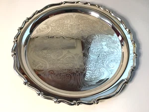 F.B. ROGERS SILVER CO. 14" ROUND SILVER PLATTER W/ORIGINAL STOARGE BAG - Picture 1 of 6