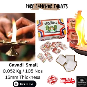 Cavadi Camphor Tablets 105 Nos Natural Fragrance Crystal Kapoor Cubes Free Ship - Picture 1 of 7
