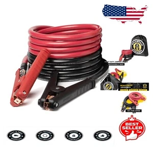 Heavy Duty Jumper Cables 15 ft - 100% Pure Copper, Alligator Clips, 1/0 AWG - Foto 1 di 9