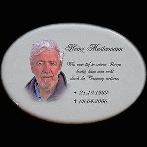 Grabsteine Grabplatte Gedenkstein Keramik Grabstein-p02►Ihr Foto+Inschrift◄15x10 - Bild 1 von 2