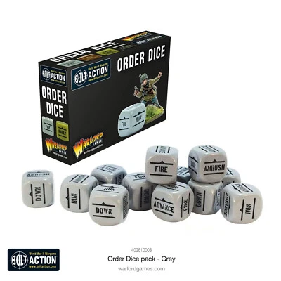 Bolt Action Order Dice Pack - Grey (12) *WWII* Warlord Games