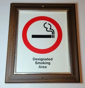 Designated Smoking Area Sign Framed Vintage - Picture 1 of 9