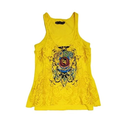 Women Rocawear Club Coogi Always Sexy Layered Tank Top Tshirt Tee Yellow L - Image 1 of 3