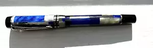 PARKER DUOFOLD BALLPOINT PEN BLUE MOSAIC + REFIL - Picture 1 of 8