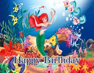 Little Mermaid Personalized Edible Print Cake Toppers Frosting Sheets 5 Sizes - Picture 1 of 4