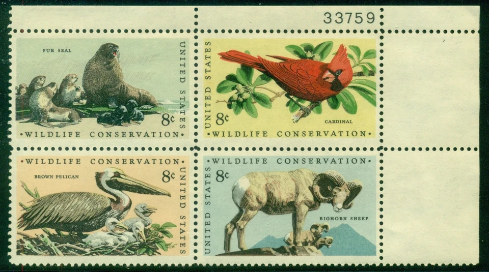 SCOTT #'s 1464-1467 PLATE BLOCK, WILDLIFE CONSERVATION, MNH, GREAT PRICE! - Image 1 of 1