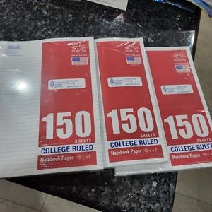 3pk Norcom College ruled notebook Filler paper 450 Sheets Total (150ct Per Pack) - Picture 1 of 3