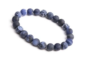 8MM Matte Sodalite Bracelet Grade AAA Natural Round Gemstone Beads 7" - Picture 1 of 4