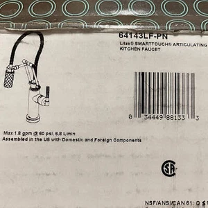 Brizo 64143LF-PN Litze SmartTouch Articulating Pull-Down Kitchen Faucet, Polishe - Picture 1 of 2