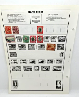 SOUTH AFRICA Stamp Collection hinged on page used / hinged 8 Stamps - Image 1 of 4