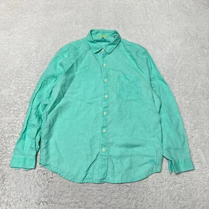 Camisa Tommy Bahama de Lino Para Hombres Grande Verde Manga Larga Resort Relajada Hawaiana - Imagen 1 de 14