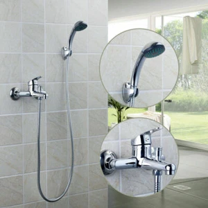 Grifo de ducha rociador manual cromado para bañera recipiente de baño grifo montado en la pared - Imagen 1 de 7