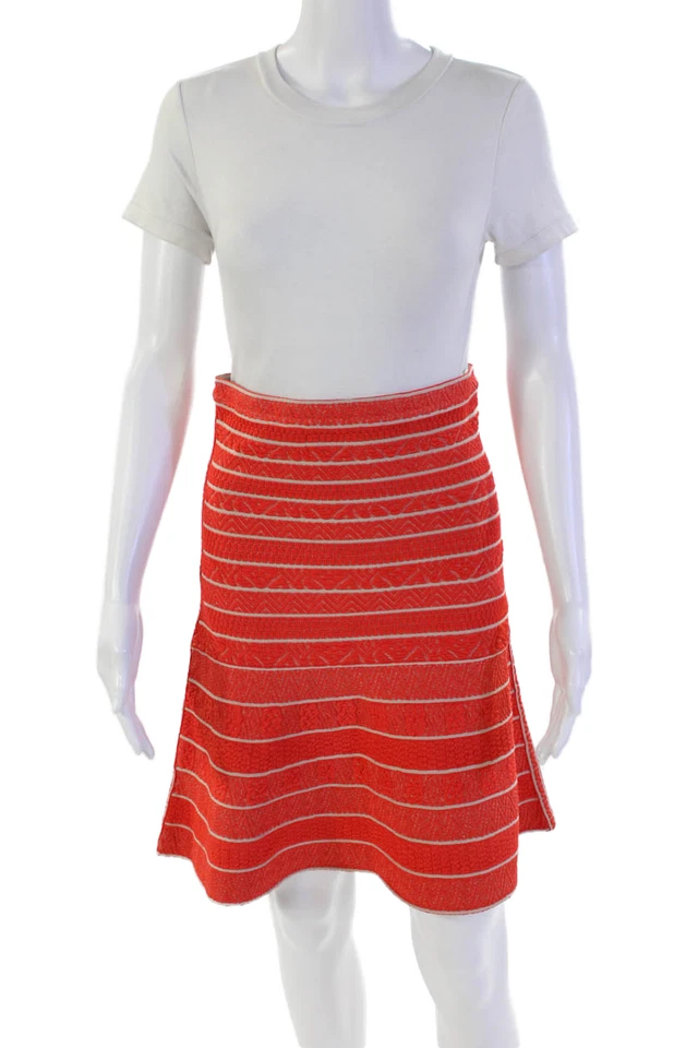 Herve Leger женщин эластичной трапеции молнии колена длина юбка оранжевый размер M - Изображение 1 из 4