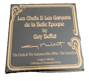 VTG 1994 CHEFS & GARCONS de la Belle Epoque by GUY BUFFET NIB Sealed Coaster Set - Picture 1 of 5