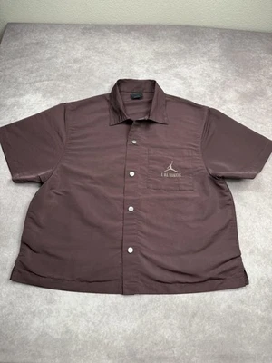 Jordan x A Ma Maniére Shirt Mens Large Maroon Snap Front Short Sleeve DV7460-263 - Image 1 of 4