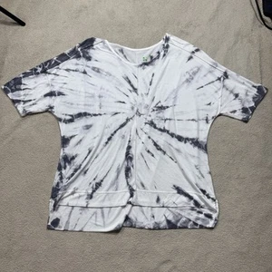 Green Tea Top Womens 2XL Tie Dye Short Sleeve Tunic Relaxed Fit Blouse Pullover - Picture 1 of 14