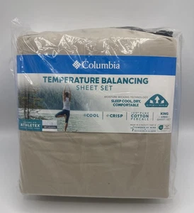 Columbia Temperature Blancing Laken Set King 4-teilig Stone 100% reine Baumwolle - Bild 1 von 2