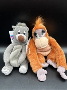The Disney Store Bean Bag Jungle Book Plush Lot Of 2 NWT King Louie & Baloo - Picture 1 of 7