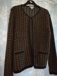 Special Monsoon Edge To Edge Heavyweight Cardigan black/Mustard Fleck S14 (38") - Picture 1 of 4