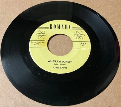 John Capri WHITE DOO WOP 45 When I’m Lonely / Love For Me BOMARC VG++/VG+++ HEAR Foto 1 de 2