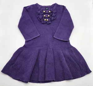 GAP Girl’s 100% Cotton Knitted Purple Sweater Dress Size 4 Years Pre-owned - Picture 1 of 6